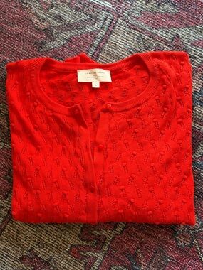 Classic Red Women's Knit Cardigan Sweater